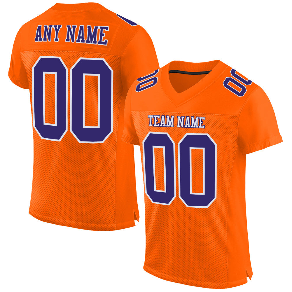 Custom Orange Purple-White Mesh Authentic Football Jersey - Sky-Custom