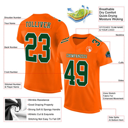 Custom Orange Green-White Mesh Authentic Football Jersey - Sky-Custom