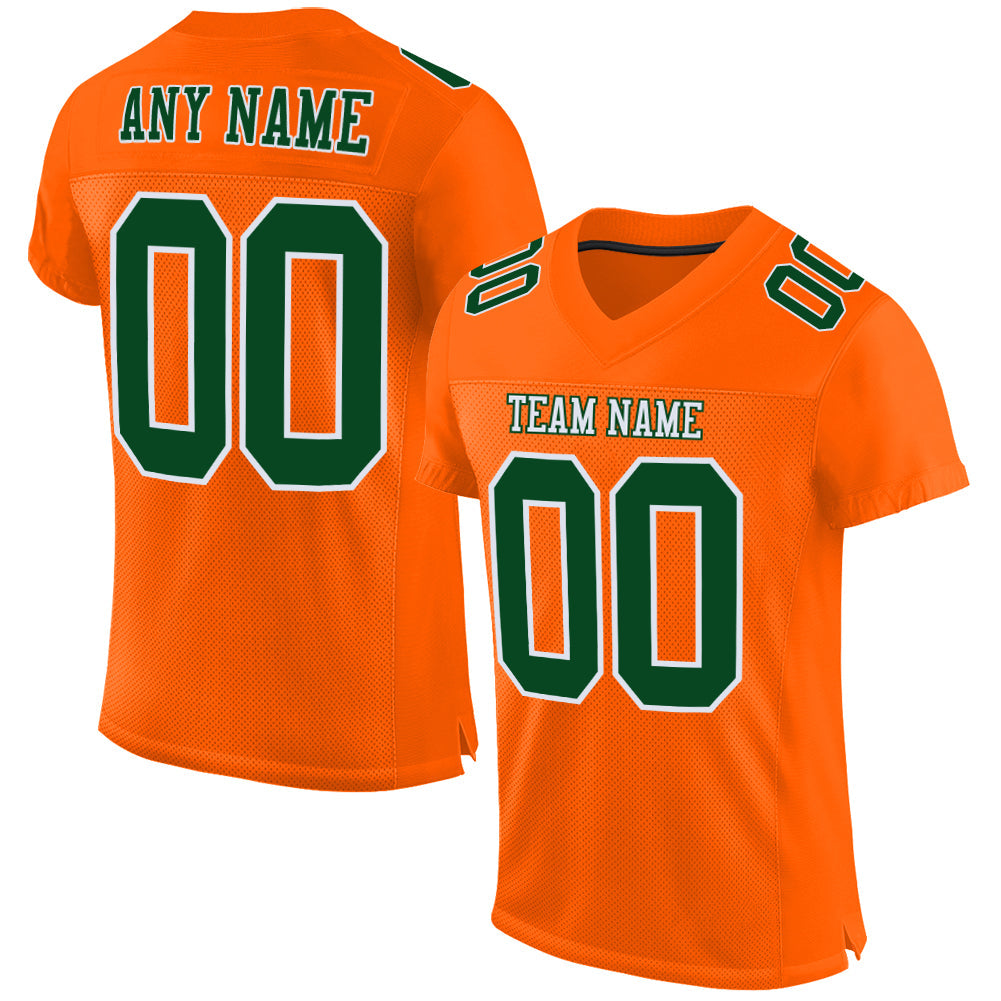 Custom Orange Green-White Mesh Authentic Football Jersey - Sky-Custom