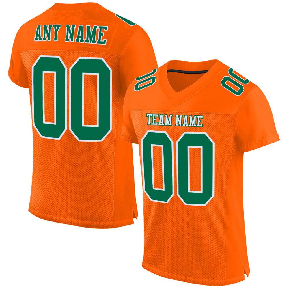Custom Orange Kelly Green-White Mesh Authentic Football Jersey - Sky-Custom