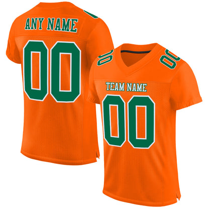 Custom Orange Kelly Green-White Mesh Authentic Football Jersey - Sky-Custom