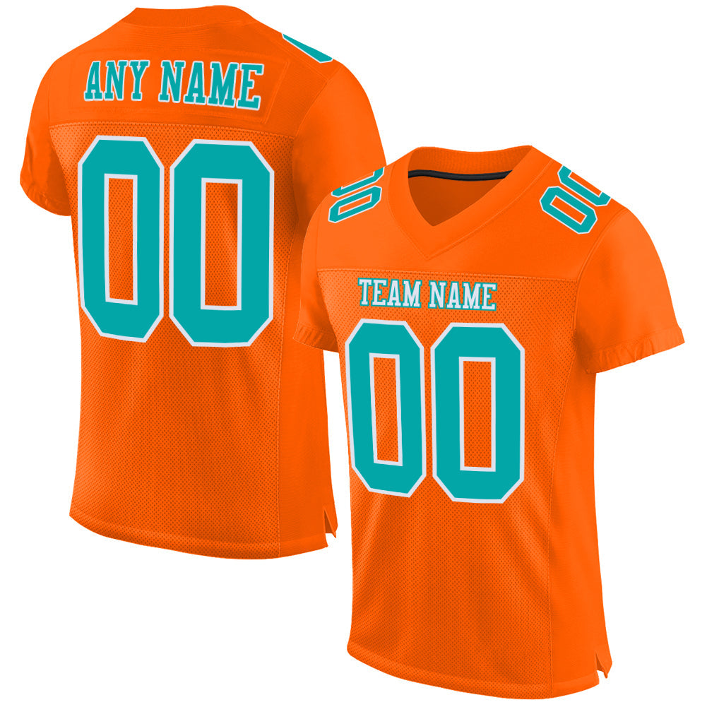 Custom Orange Aqua-White Mesh Authentic Football Jersey - Sky-Custom