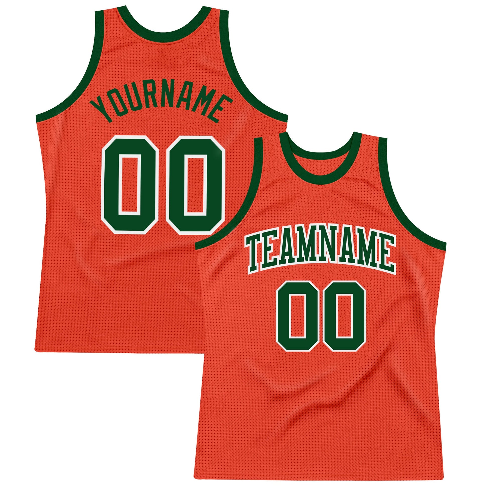 Custom Orange Green-White Authentic Throwback Basketball Jersey - Sky-Custom