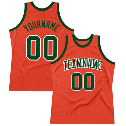 Custom Orange Green-White Authentic Throwback Basketball Jersey - Sky-Custom