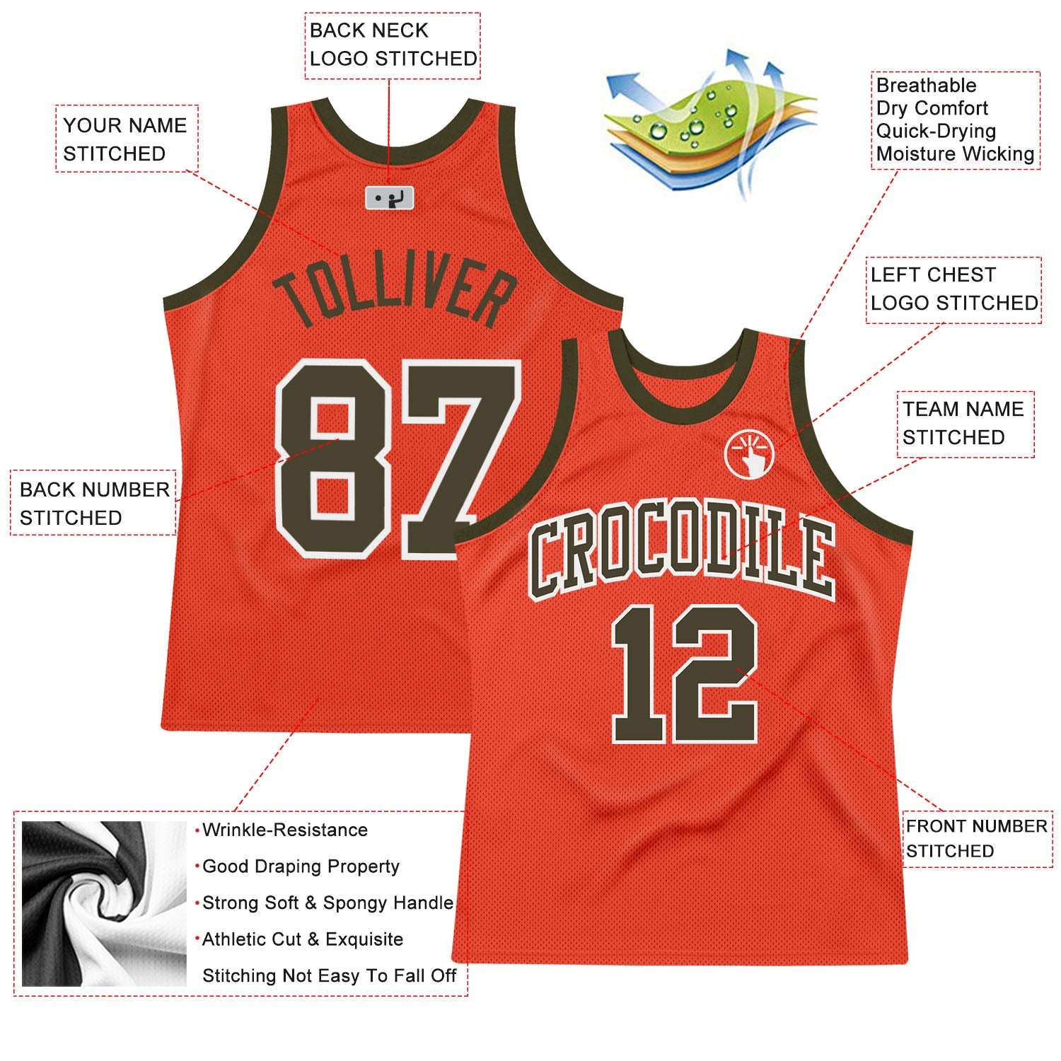 Custom Orange Olive-White Authentic Throwback Basketball Jersey - Sky-Custom