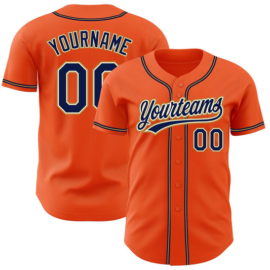 Custom Orange Navy Cream-Old Gold Authentic Baseball Jersey - Sky-Custom