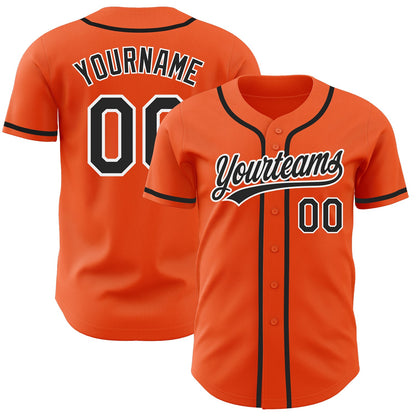 Custom Orange Black-White Authentic Baseball Jersey - Sky-Custom