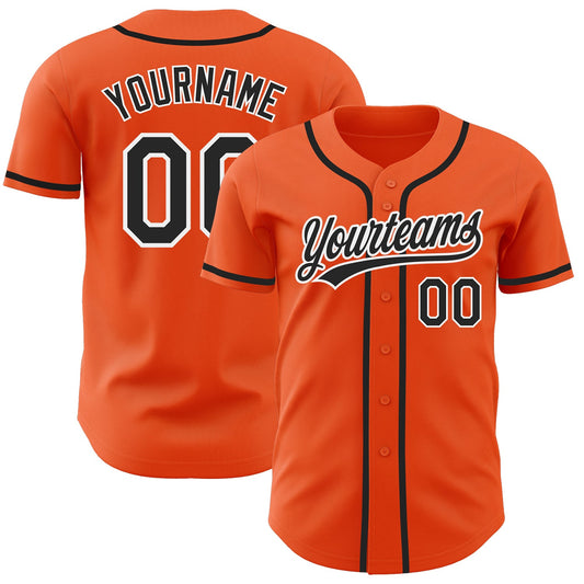 Custom Orange Black-White Authentic Baseball Jersey - Sky-Custom
