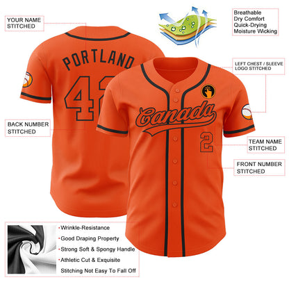 Custom Orange Orange-Black Authentic Baseball Jersey - Sky-Custom