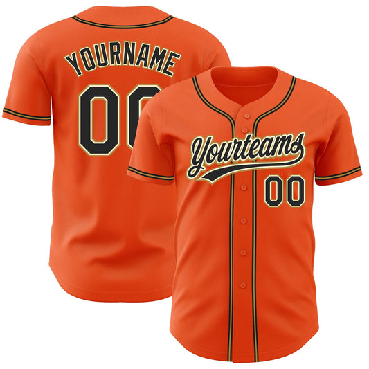 Custom Orange Black Cream-Old Gold Authentic Baseball Jersey - Sky-Custom