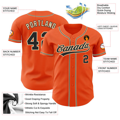 Custom Orange Black-City Cream Authentic Baseball Jersey - Sky-Custom
