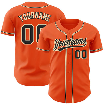 Custom Orange Black-City Cream Authentic Baseball Jersey - Sky-Custom