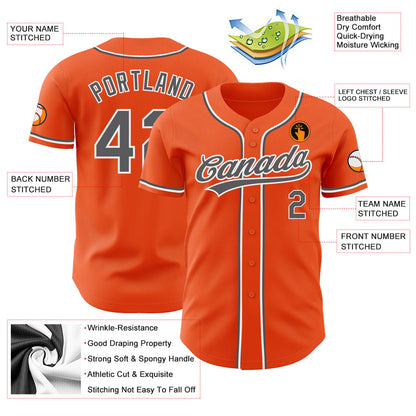 Custom Orange Steel Gray-White Authentic Baseball Jersey - Sky-Custom