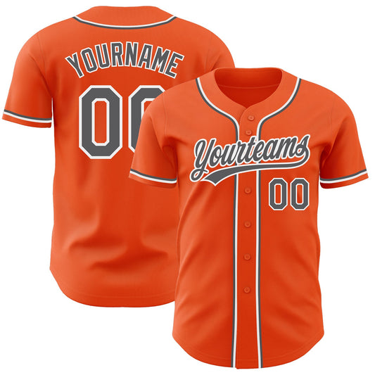 Custom Orange Steel Gray-White Authentic Baseball Jersey - Sky-Custom