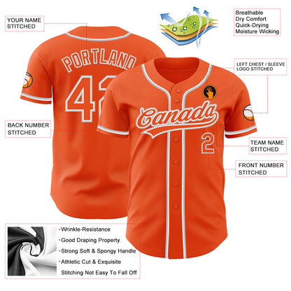 Custom Orange Orange-Gray Authentic Baseball Jersey - Sky-Custom