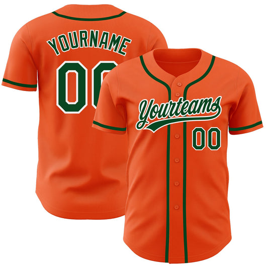 Custom Orange Green-White Authentic Baseball Jersey - Sky-Custom