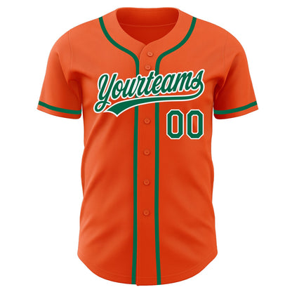 Custom Orange Kelly Green-White Authentic Baseball Jersey - Sky-Custom