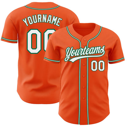 Custom Orange White-Kelly Green Authentic Baseball Jersey - Sky-Custom
