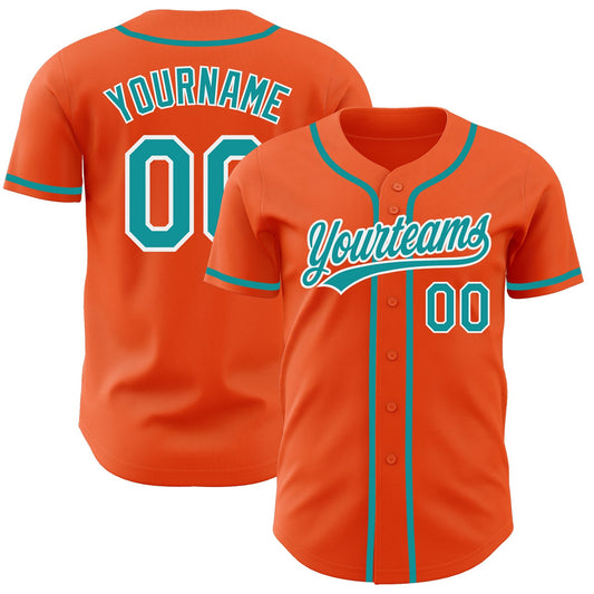 Custom Orange Teal-White Authentic Baseball Jersey - Sky-Custom