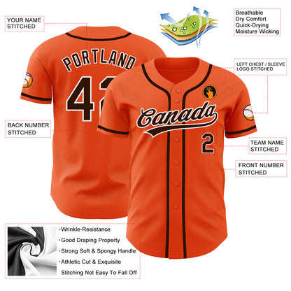 Custom Orange Brown-White Authentic Baseball Jersey - Sky-Custom