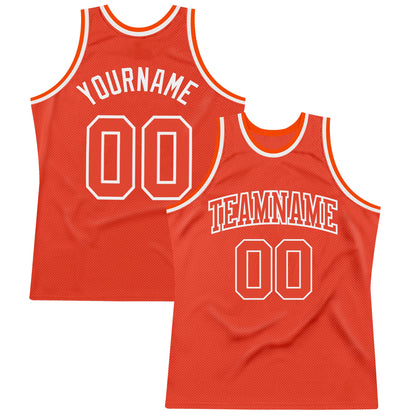Custom Orange Orange-White Authentic Throwback Basketball Jersey - Sky-Custom