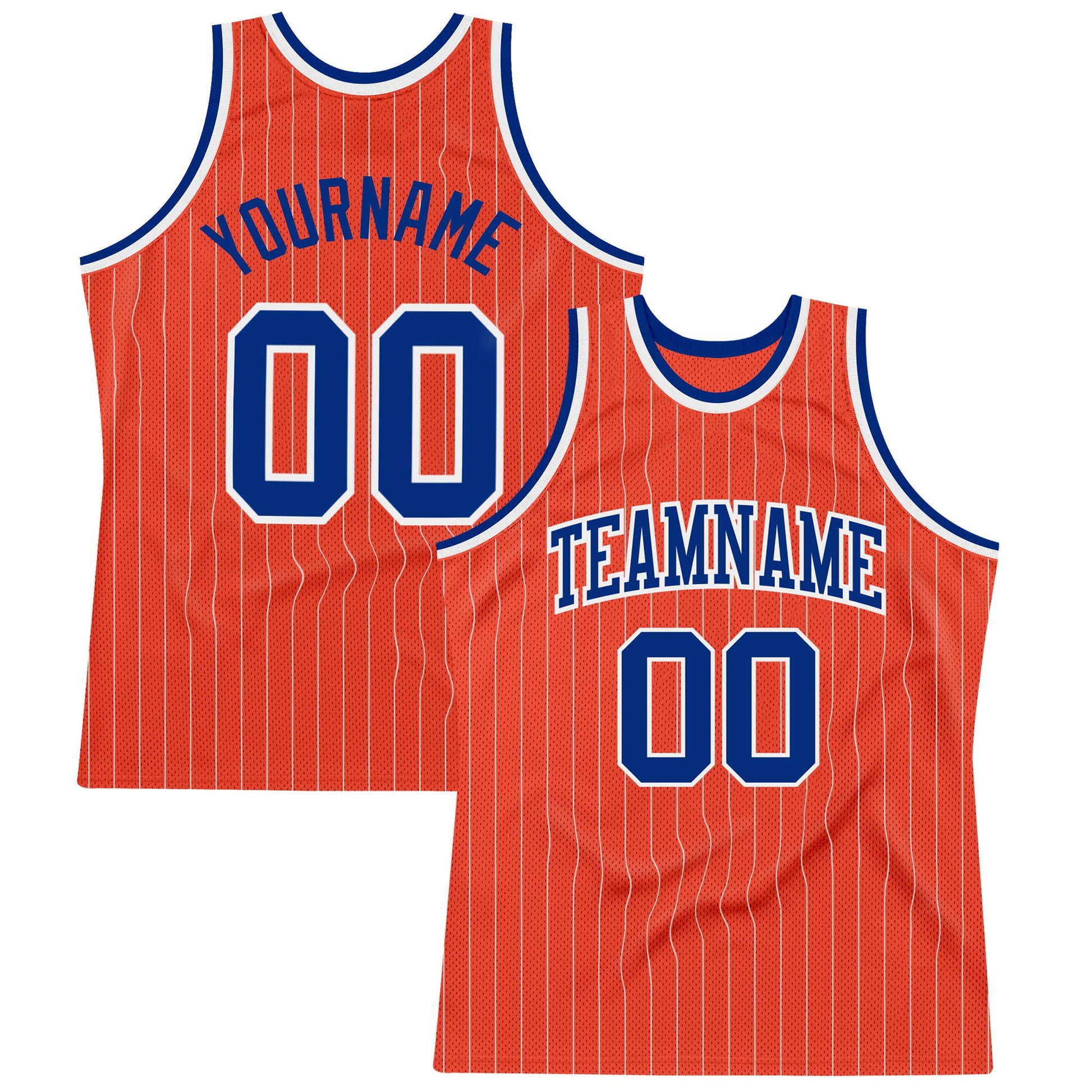 Custom Orange White Pinstripe Royal Authentic Basketball Jersey - Sky-Custom