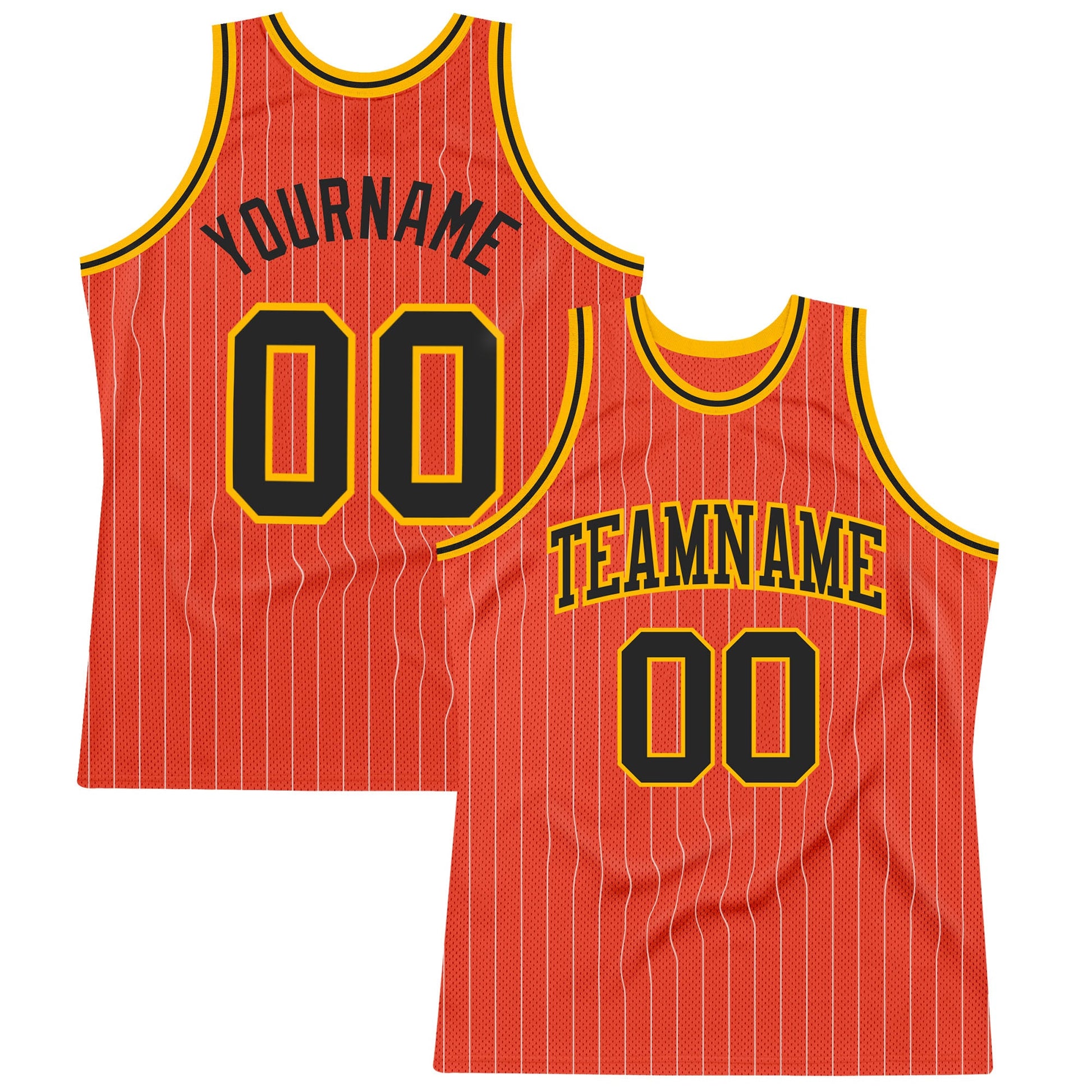 Custom Orange White Pinstripe Black-Gold Authentic Basketball Jersey - Sky-Custom