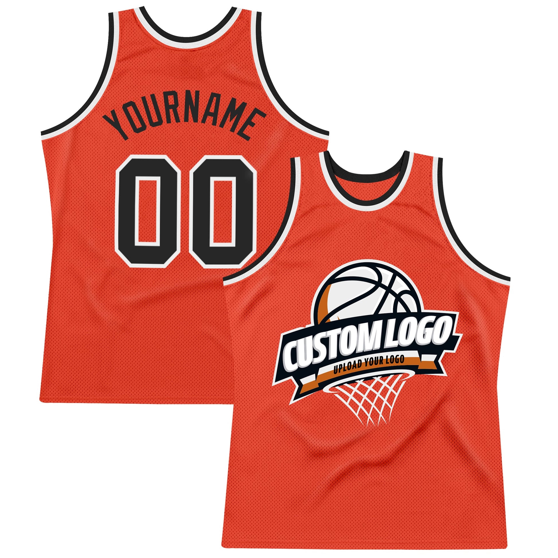 Custom Orange Black-White Authentic Throwback Basketball Jersey - Sky-Custom