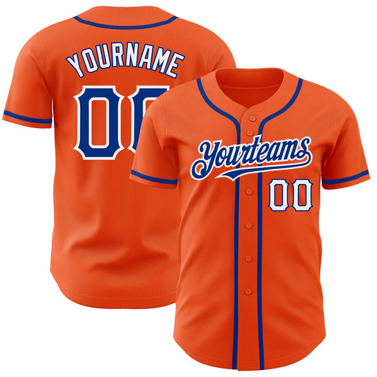 Custom Orange Royal-White Authentic Baseball Jersey - Sky-Custom