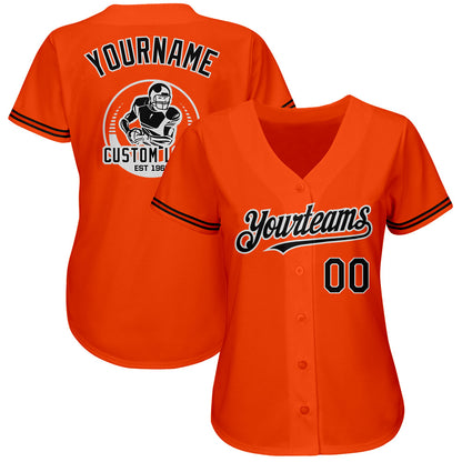 Custom Orange Black-White Authentic Baseball Jersey - Sky-Custom