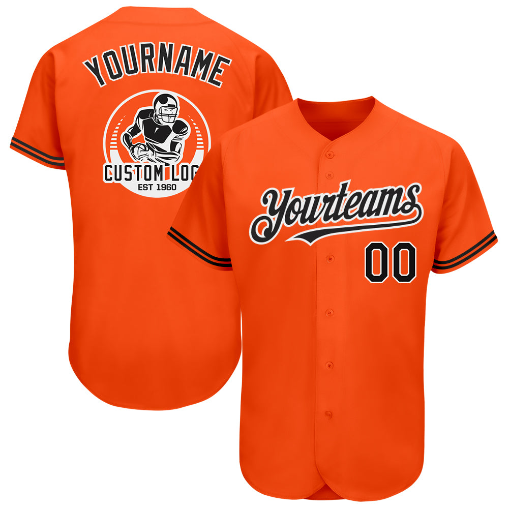 Custom Orange Black-White Authentic Baseball Jersey - Sky-Custom