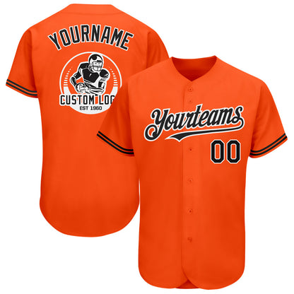 Custom Orange Black-White Authentic Baseball Jersey - Sky-Custom
