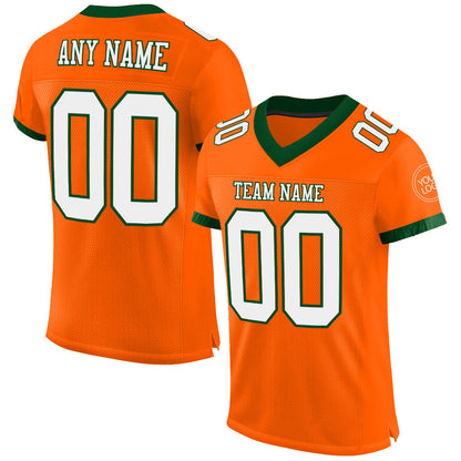 Custom Orange White-Green Mesh Authentic Football Jersey - Sky-Custom