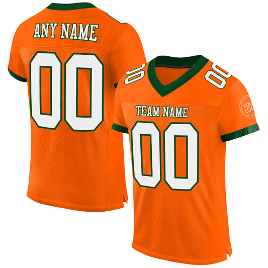 Custom Orange White-Green Mesh Authentic Football Jersey - Sky-Custom