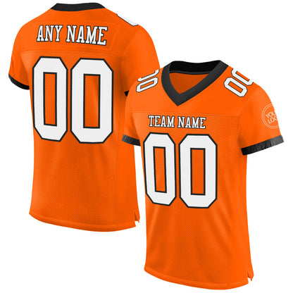 Custom Orange White-Black Mesh Authentic Football Jersey - Sky-Custom