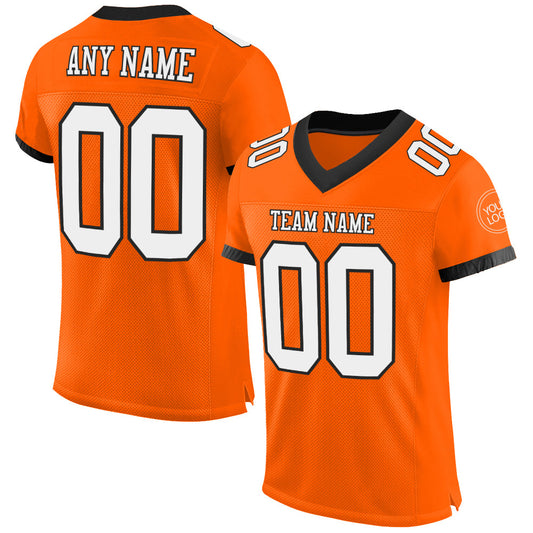 Custom Orange White-Black Mesh Authentic Football Jersey - Sky-Custom