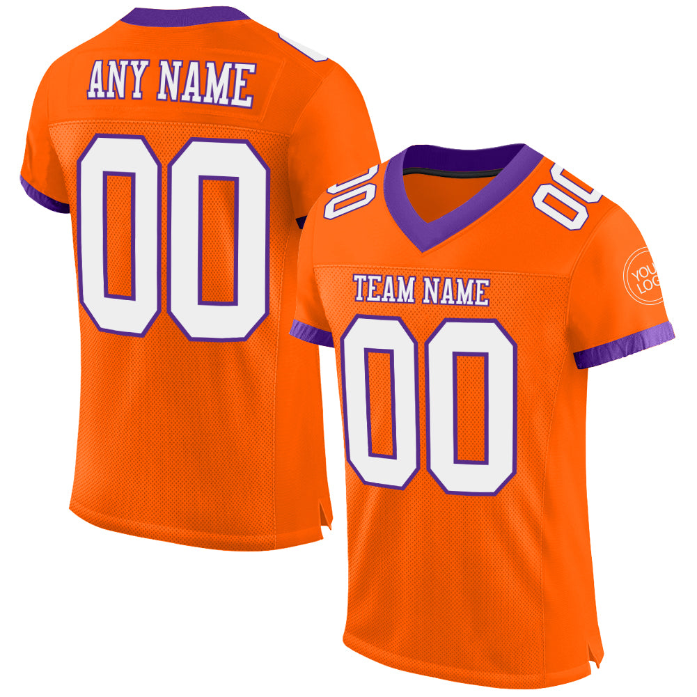 Custom Orange White-Purple Mesh Authentic Football Jersey - Sky-Custom