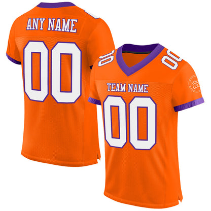 Custom Orange White-Purple Mesh Authentic Football Jersey - Sky-Custom