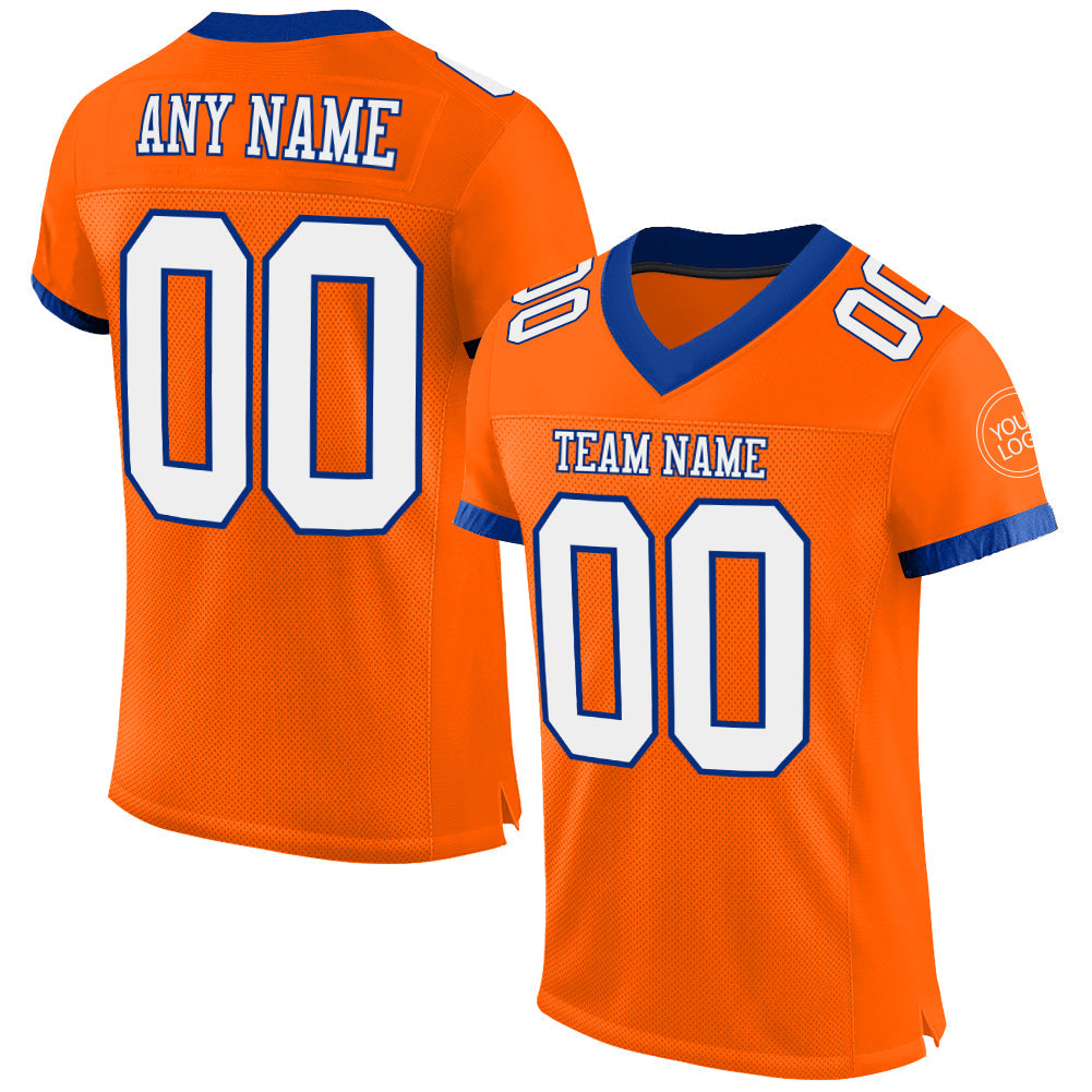 Custom Orange White-Royal Mesh Authentic Football Jersey - Sky-Custom