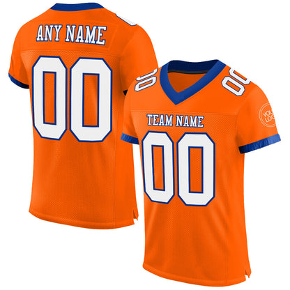 Custom Orange White-Royal Mesh Authentic Football Jersey - Sky-Custom