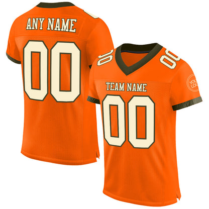 Custom Orange Cream-Olive Mesh Authentic Football Jersey - Sky-Custom