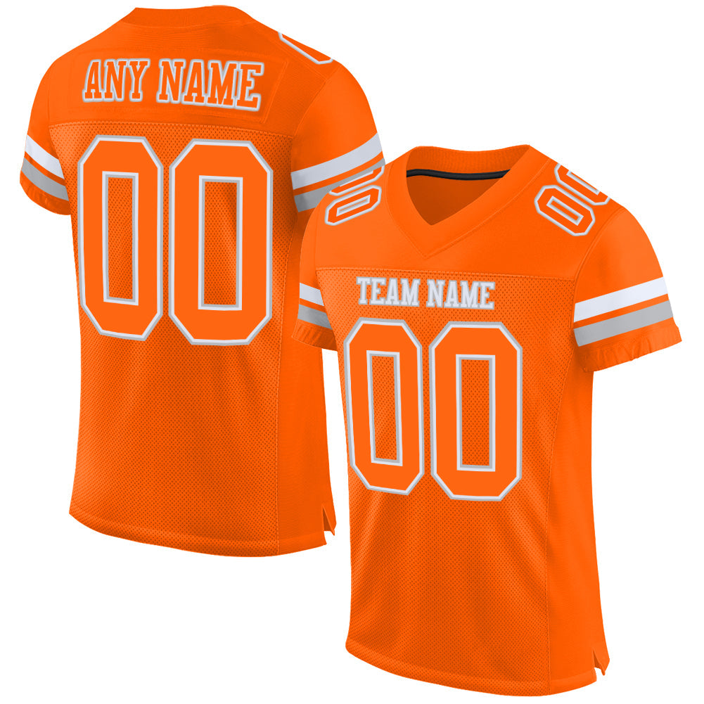 Custom Orange White-Gray Mesh Authentic Football Jersey - Sky-Custom