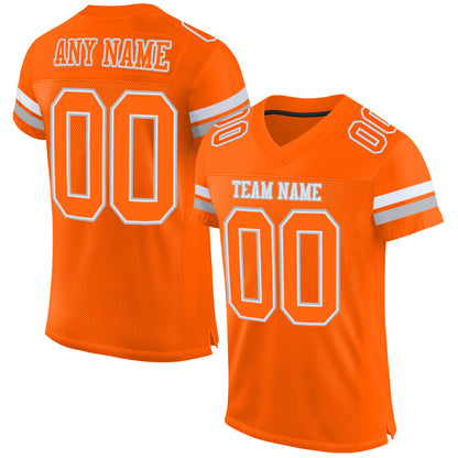 Custom Orange White-Gray Mesh Authentic Football Jersey - Sky-Custom
