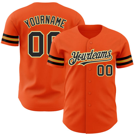 Custom Orange Black Cream-Old Gold Authentic Baseball Jersey - Sky-Custom