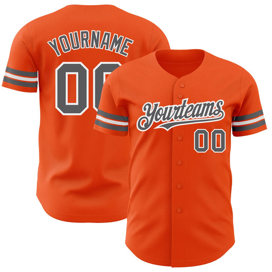Custom Orange Steel Gray-White Authentic Baseball Jersey - Sky-Custom