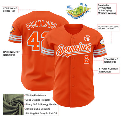 Custom Orange White-Gray Authentic Baseball Jersey - Sky-Custom