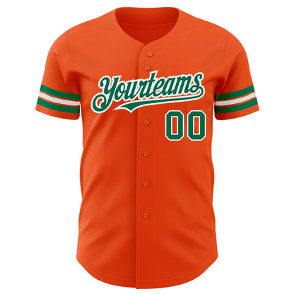 Custom Orange Kelly Green-White Authentic Baseball Jersey - Sky-Custom