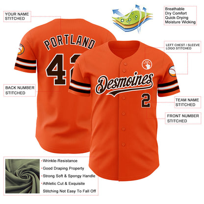 Custom Orange Brown-White Authentic Baseball Jersey - Sky-Custom