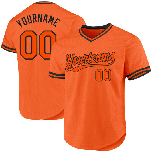 Custom Orange Black Authentic Throwback Baseball Jersey - Sky-Custom