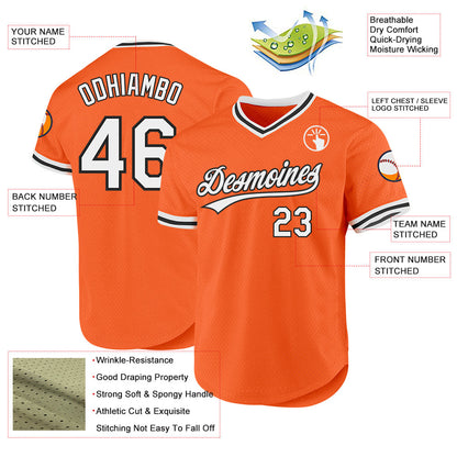 Custom Orange White-Black Authentic Throwback Baseball Jersey - Sky-Custom